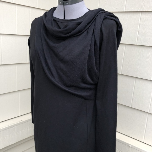 Kai-Aakmann Black Draped Mini Dress Tunic Size M - Picture 3 of 8